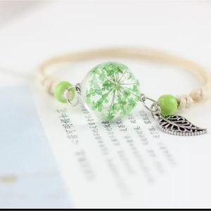 Glass Ball Dried Dandelion Bracelets Ceramic  Hand